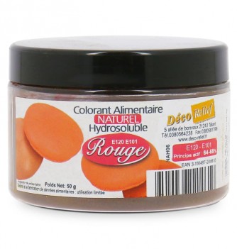 Colorant Alimentaire Naturel Hydrosoluble en Poudre - Rouge - Azo Free - 50g