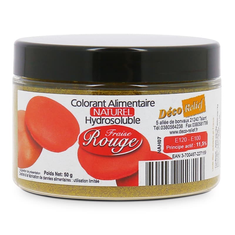 Colorant Alimentaire Naturel Hydrosoluble en Poudre - Rouge Fraise - Azo Free - 50g