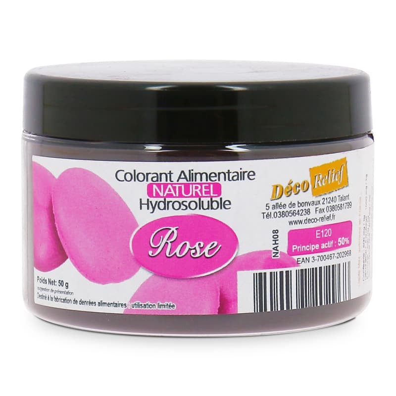 Colorant Alimentaire Naturel Hydrosoluble en Poudre - Rose - Azo Free - 50g