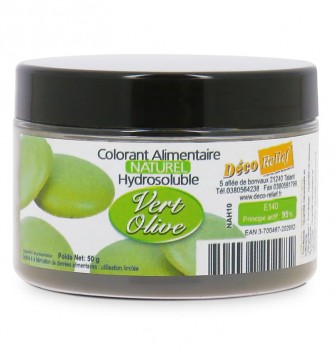 Colorant Alimentaire Naturel Hydrosoluble en Poudre - Vert Olive - Azo Free - 50g