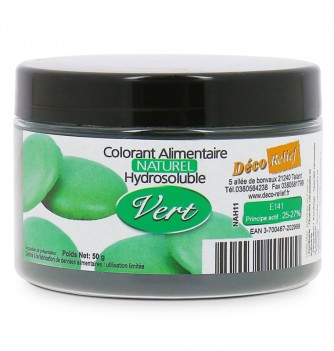 Colorant Alimentaire Naturel Hydrosoluble en Poudre - Vert - Azo Free - 50g