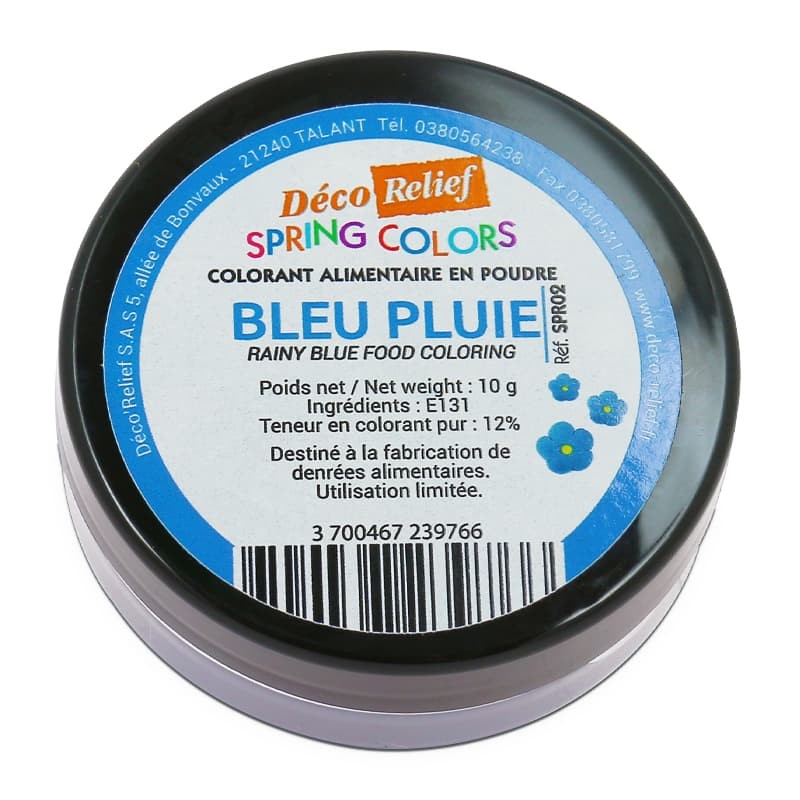 Colorant Alimentaire Hydrosoluble en Poudre - Bleu Pluie - 10g