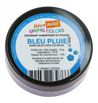 Colorant Alimentaire Hydrosoluble en Poudre - Bleu Pluie - 10g