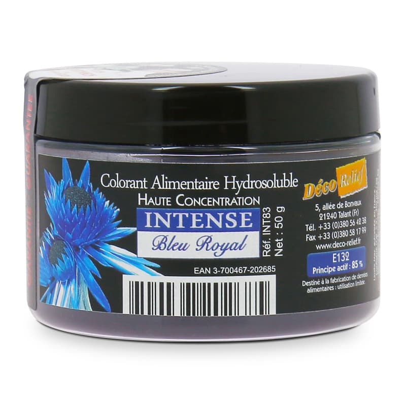 Colorant Alimentaire Hydrosoluble Intense en Poudre - Bleu Royal - 50g