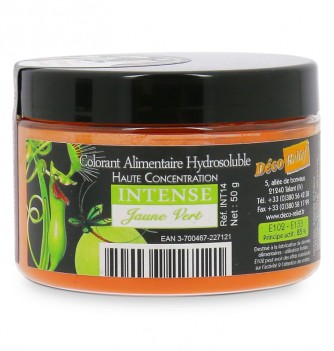 Colorant Alimentaire Hydrosoluble Intense en Poudre - Jaune Vert - 50g