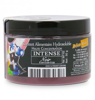 Colorant Alimentaire Hydrosoluble Intense en Poudre - Noir spécial - 50g