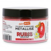 Pot de 25g de colorant alimentaire métallisé en poudre, couleur rubis scintillant