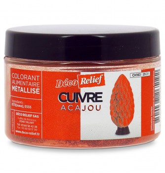 Pot de 25g de colorant alimentaire métallisé en poudre, couleur cuivre acajou