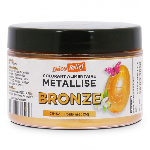 Pot de 25g de colorant alimentaire métallisé en poudre, couleur bronze