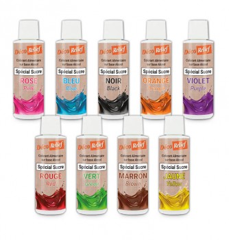 Set of 9 Liquid Food Colours for Sugar - Alcohol Base - 9 x 125mL