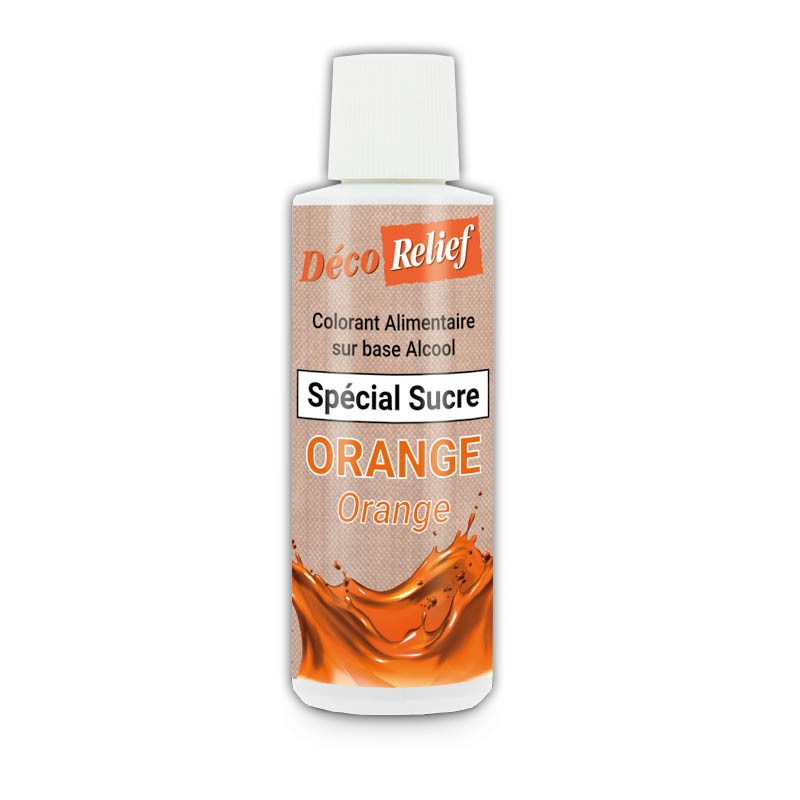 Flacon de 125ml de colorant alimentaire orange spécial sucre