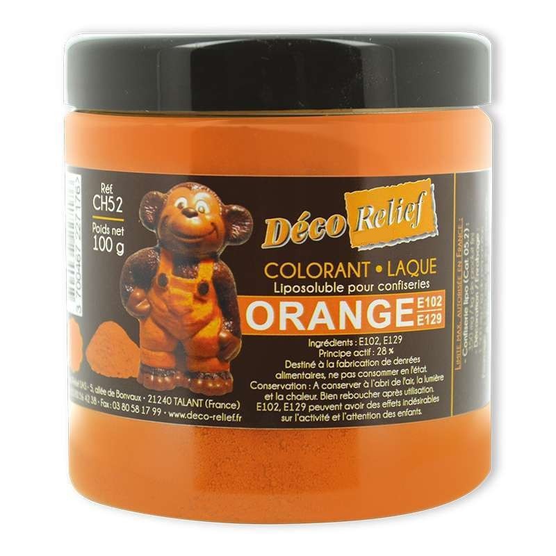 Colorant Alimentaire Liposoluble Orange E102 E129 Laque 100g