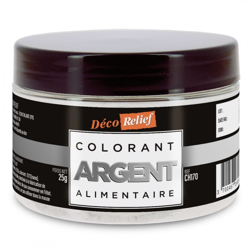 Colorant Alimentaire Métallisé en Poudre - Argent Brillant - 25g