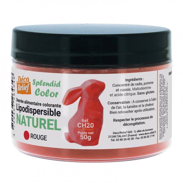 Pot de colorant alimentaire naturel lipodispersible rouge