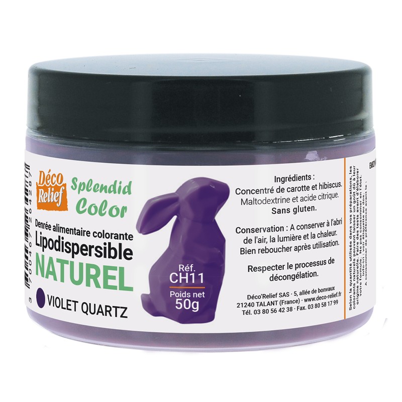 Pot de colorant alimentaire naturel lipodispersible violet