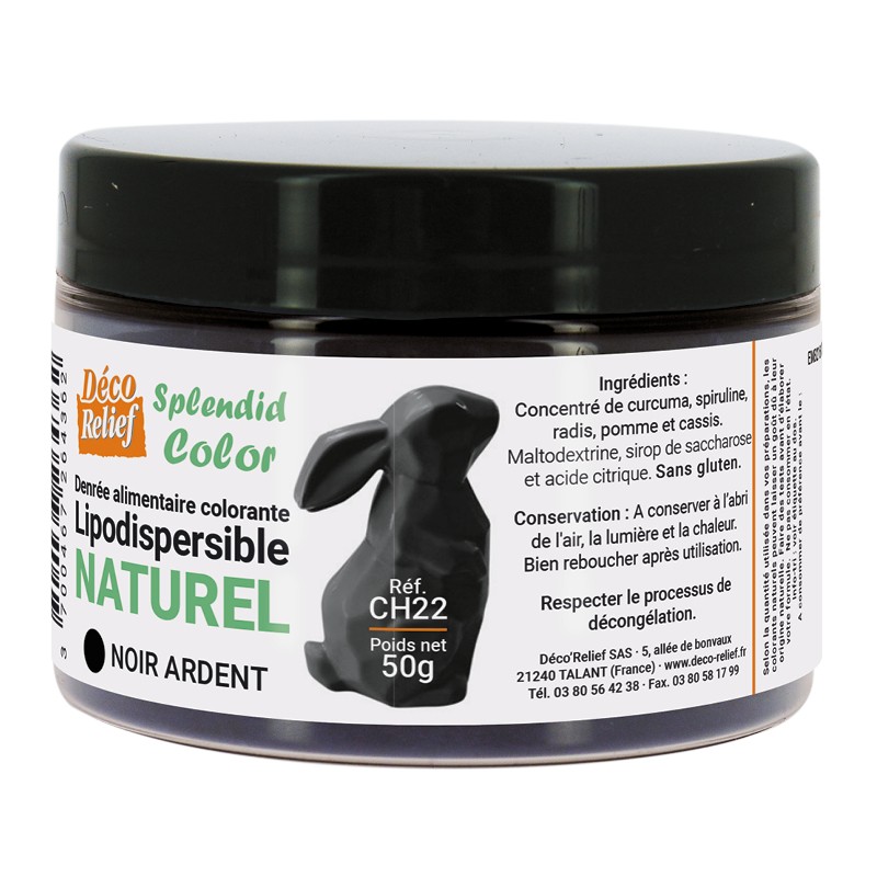 Pot de colorant alimentaire naturel lipodispersible noir