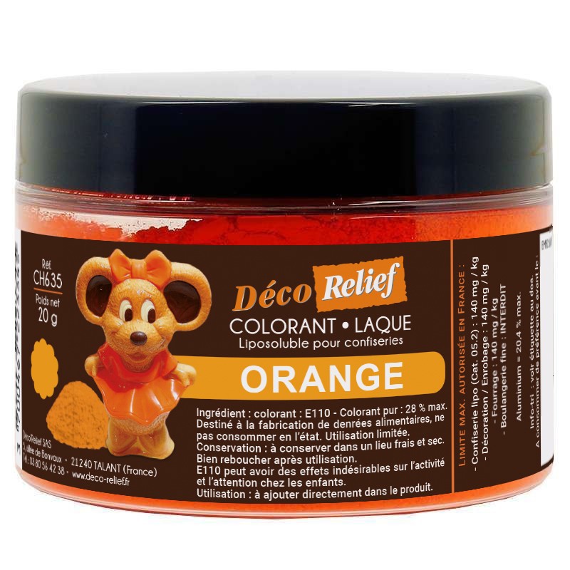 Colorant Alimentaire Liposoluble Orange Laque 20g