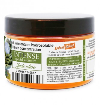 Colorant Alimentaire Hydrosoluble en Poudre pour Sucre Tiré - Effet Métal Jade Olive - 50g