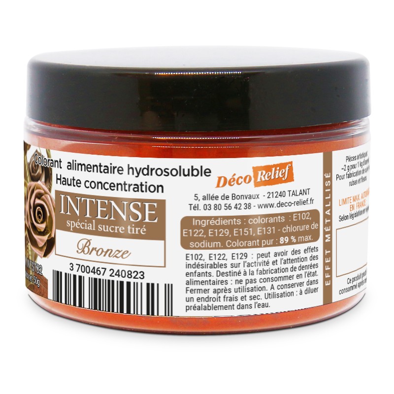 Colorant Alimentaire Hydrosoluble en Poudre pour Sucre Tiré - Effet Métal Bronze - 50g