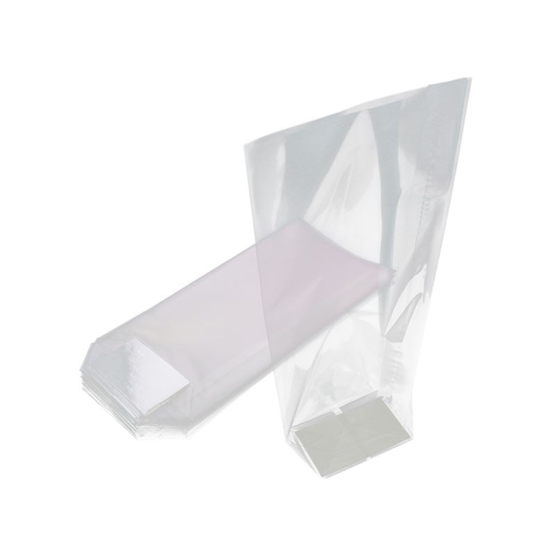 100 Clear bags - crystal, cardboard base - 10x22cm - 35µ