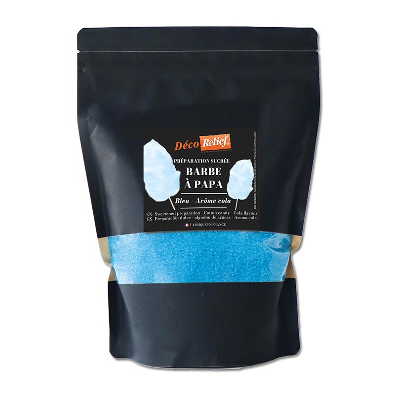 Préparation sucrée bleu cola pour barbe à papa