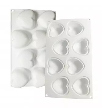 Moule Gâteau Silicone Coeurs - 8pcs - Effet 3D