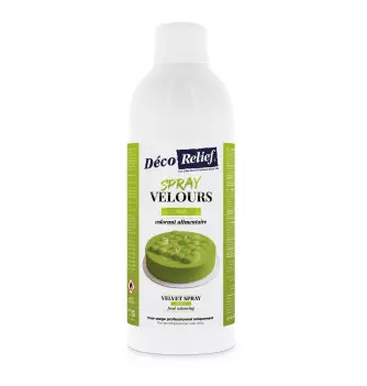 Bombe de spray velours vert à base de beurre de cacao, prêt à l'emploi, en format professionnel 400ml.