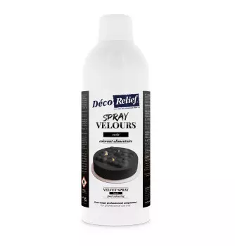 Bombe de spray velours noir à base de beurre de cacao, prêt à l'emploi, en format professionnel 400ml.