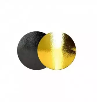 Support Gâteau Carton Rond Or/Noir 16cm